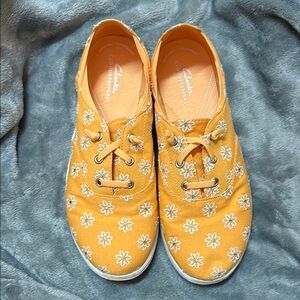 Clarks Orange Floral Sneakers